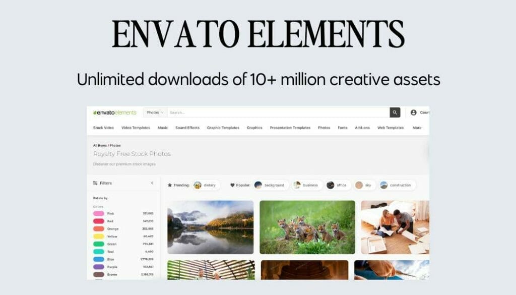 envato elements includes stock photos and custom fonts that are great for private practices