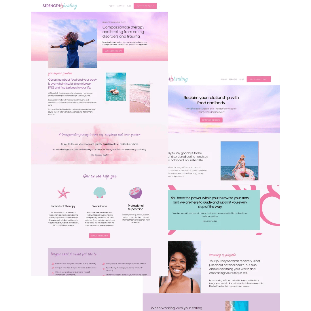 Strength and Healing Therapy, Branding & Website for Eating Disorder Therapist