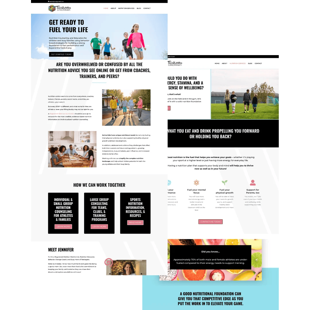Thrive Nutrition, Website for Family Sports Dietitian