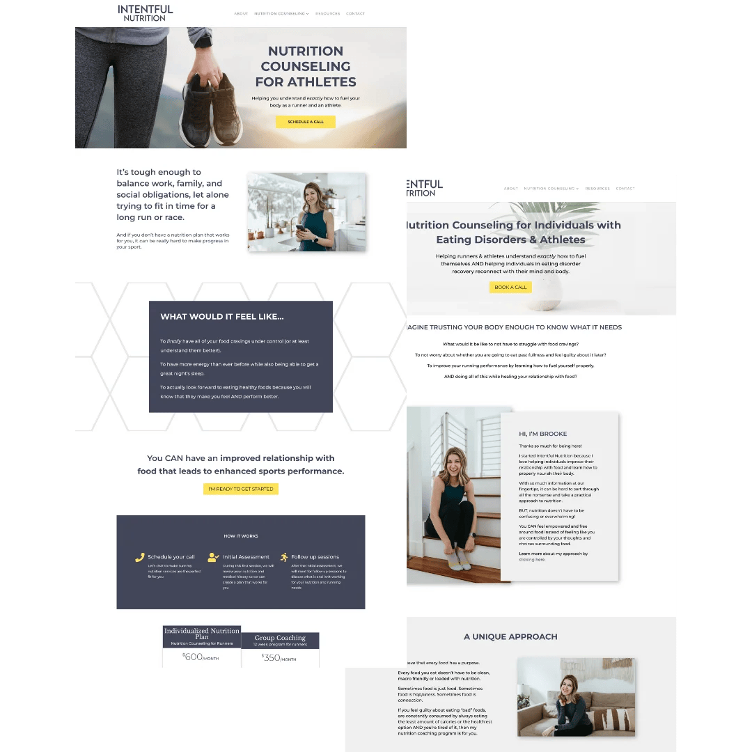 Intentful Nutrition, Website for Sports Dietitian