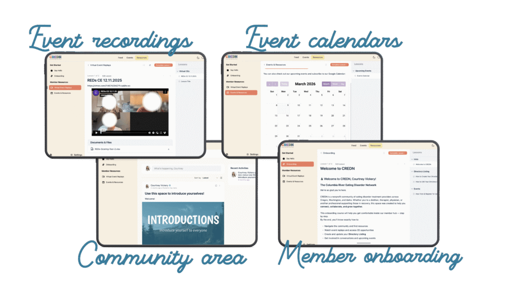 custom wordpress website for eating disorder nonprofit with a membership area, directory listings, event calendar and more by Declet Designs 